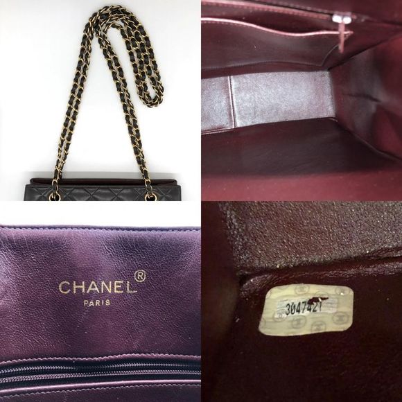 Chanel Matelasse Chain Shoulder Bag Tote Bag Coco Mark Vintage Lambskin Black - Picture 9 of 10